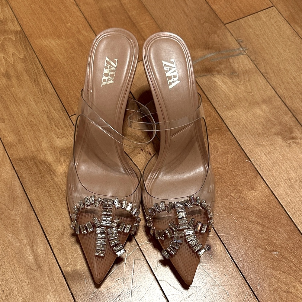 Zara Brown Embellished Heels